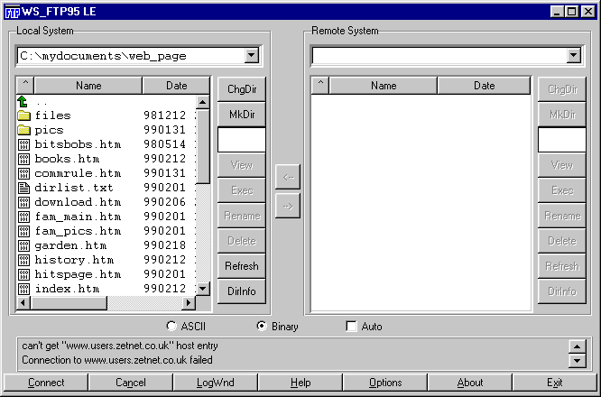 WS FTP Not Connected 