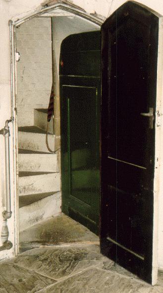 The rather "gothic horror" view of the entrance to St John's tower staircase