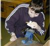 Inspecting the completed spider and flat holder