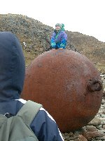 Admiring the view!  Huge seas throw up massive buoys.