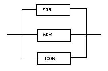 90R, 50R and 100R in parallel