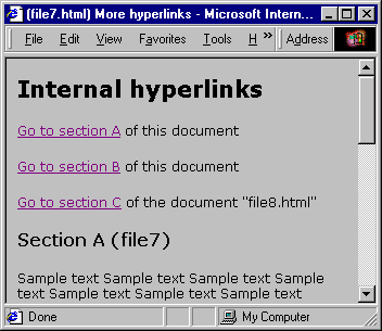 Internal and external hyperlinks