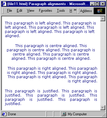 Paragraph alignments