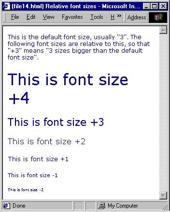 Relative font sizes