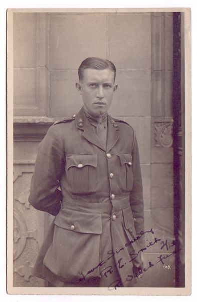 Full length photograph of a young man in uniform (R E Smith).