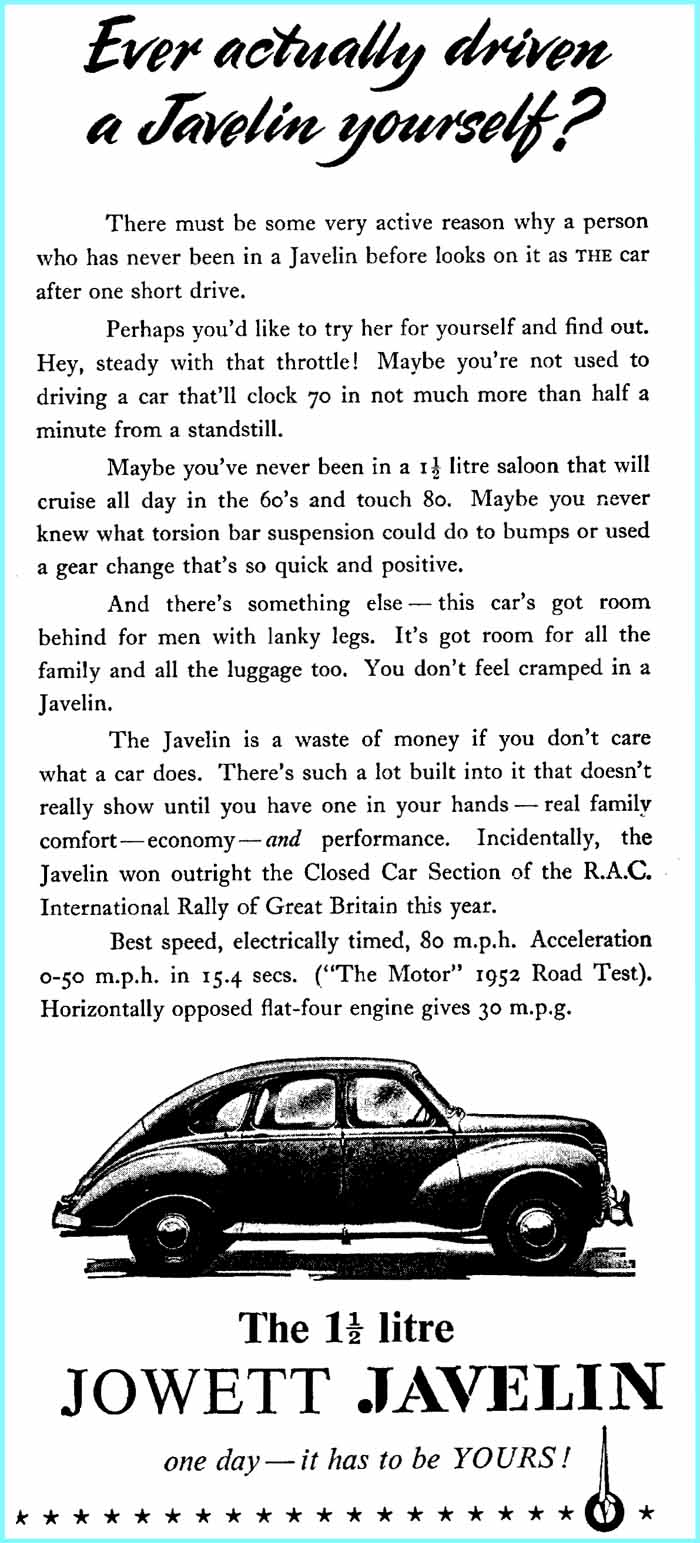 Jowett Javelin Advert