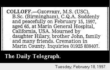 Copy of Obituary Notice