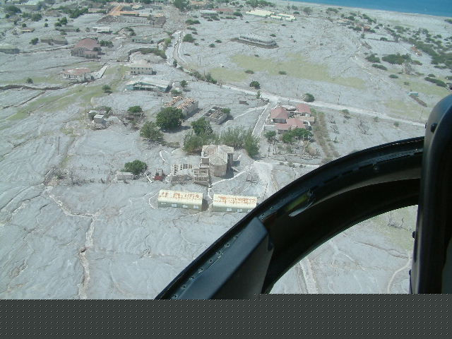 Plymouth, the abandoned ash-covered former capital of Montserrat.