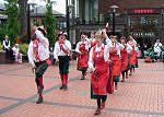 Cottonmill Clog Morris in front of The Alban Arena
