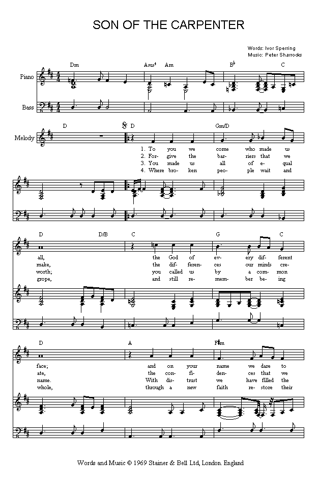 (Page One of 'Son of the Carpenter' sheet music in *.gif format)