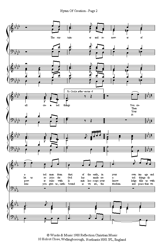 (Page 2 of 'Hymn of Creation' sheet music in *.gif format)