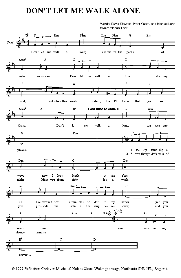 ('Don't Let Me Walk Alone' sheet music in *.gif format)