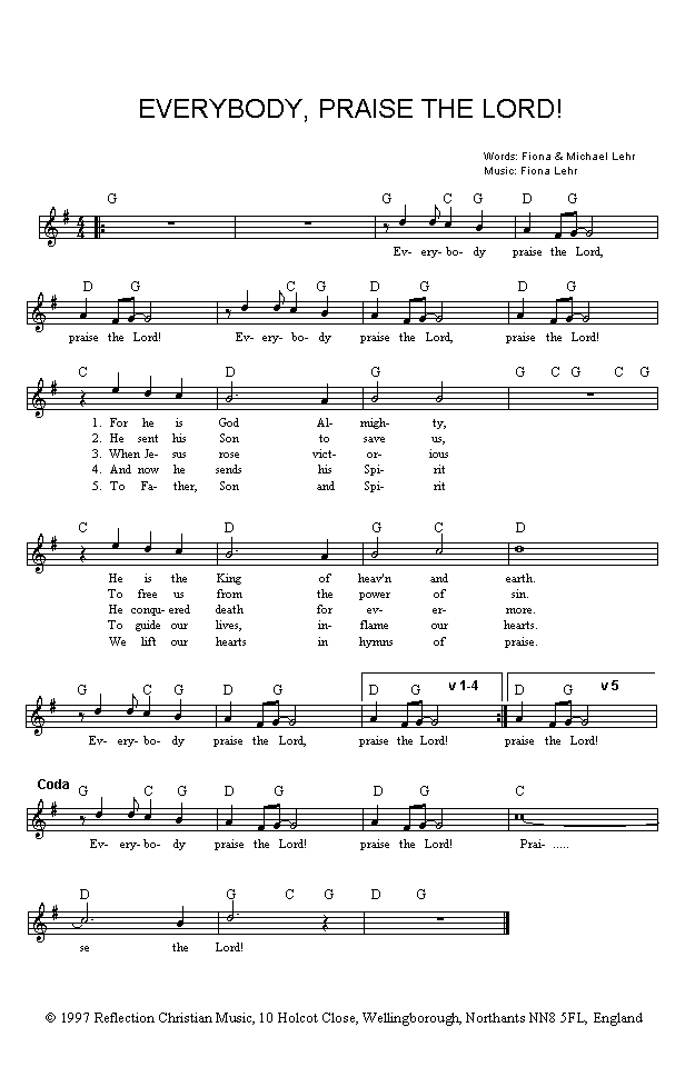 ('Everybody, Praise the Lord!' sheet music in *.gif format)