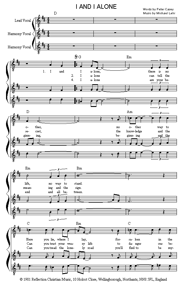 (page one of 'I And I Alone' sheet music in *.gif format)
