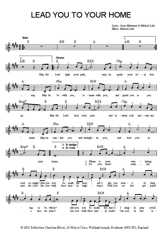 (Page One of 'Lead You To Your Home' sheet music in *.gif format)