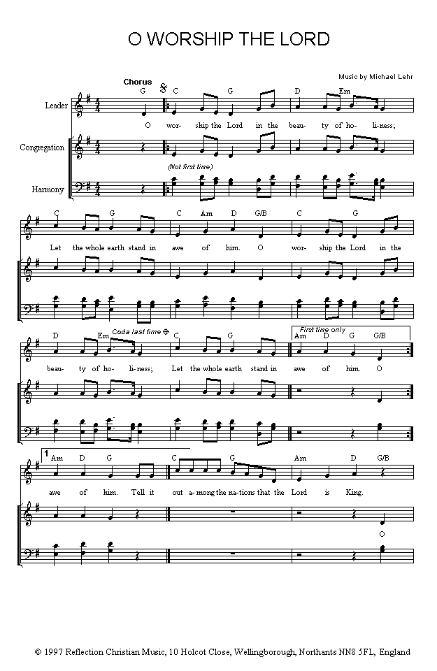 (Page One of 'O Worship the Lord' sheet music in *.gif format)