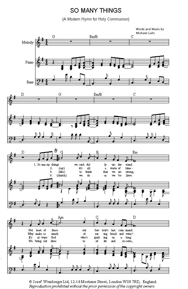(Page One of 'So Many Things' sheet music in *.gif format)