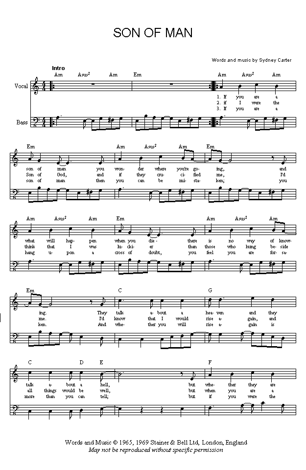 (Page One of 'Son of Man' sheet music in *.gif format)