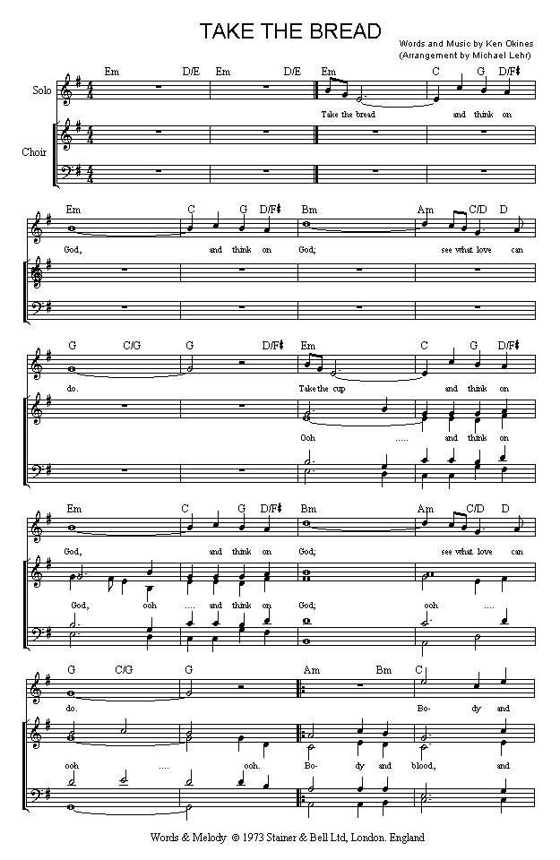 (page one of 'Take The Bread' sheet music 
    in *.gif format)