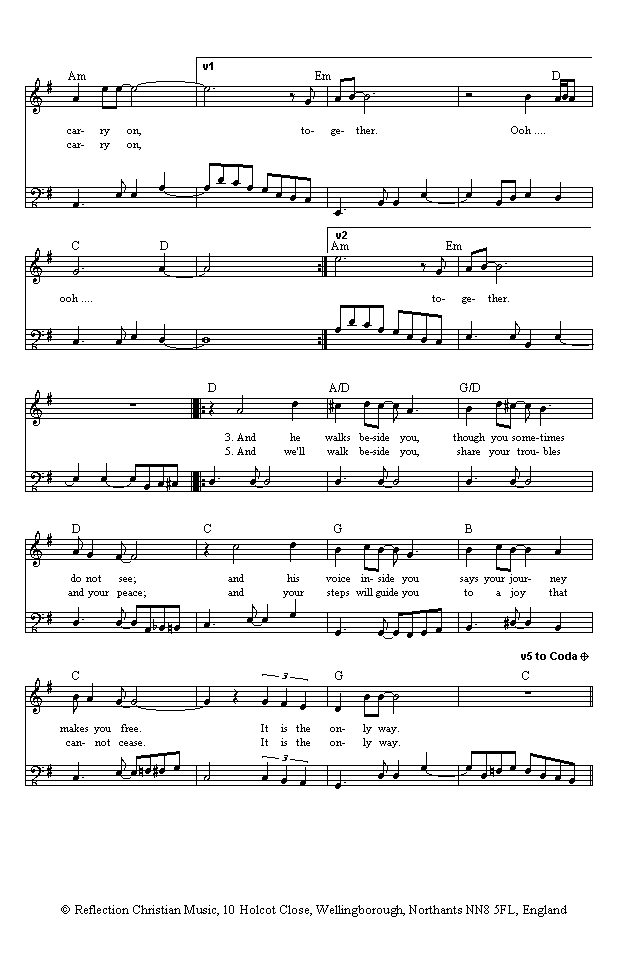 (Page Two of 'You Walk Together' sheet music in *.gif format)