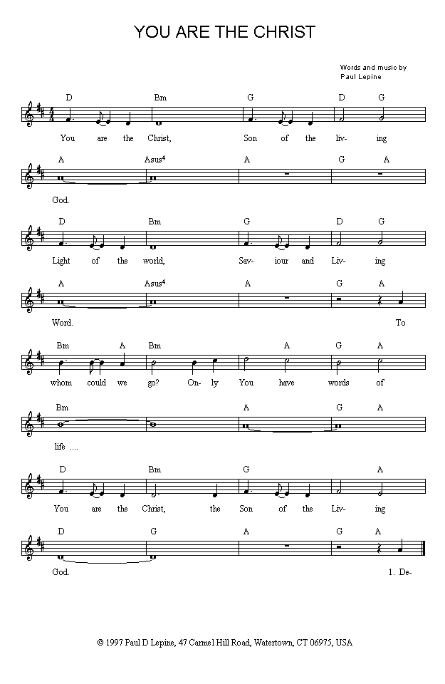 (Page 1 of 'You Are The Christ' sheet music in *.gif format)