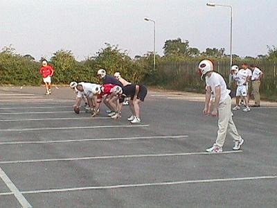 Running through some plays in the hotel car park on Saturday evening!