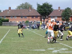 Albert Thompson hands off the ball on the way to Nottingham's first points