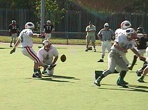 Marshall kicks the extra point from Lee Fraser's hold