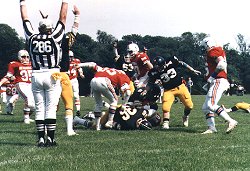 Scoring against Flyde Falcons 1987