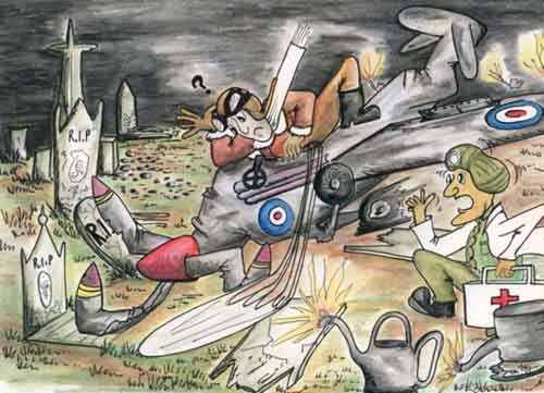 'cartoon' of the prang in the graveyard.