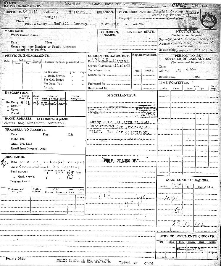 Service Records - personal details