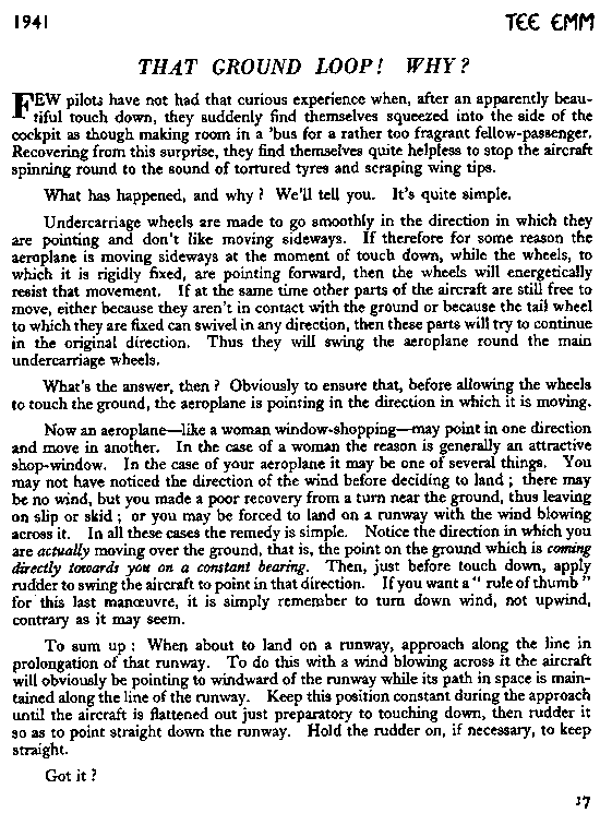 That Ground Loop! Why? - Tee Emm