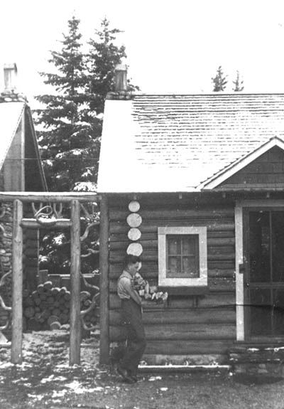 Carrying the logs to the cabin