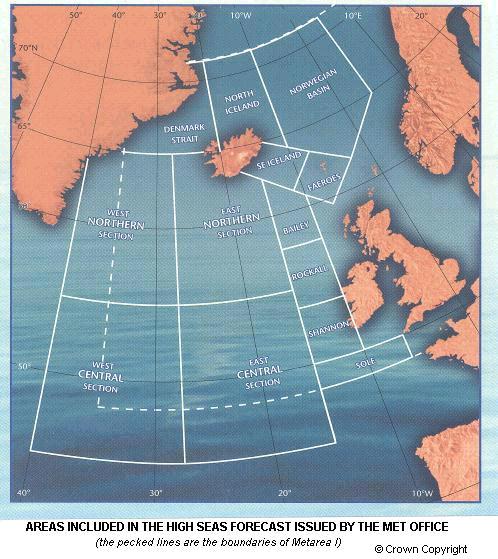 Chart of the Areas included in the High Seas forecast for Metarea I
